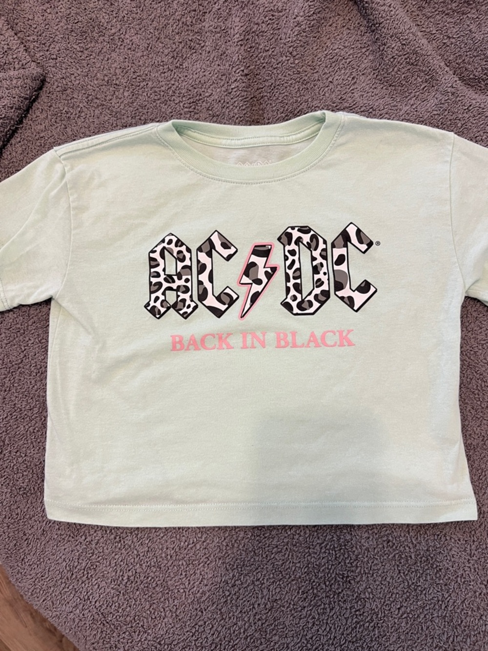 AC/DC Kids 'Back in Black' Graphic Tee - Mint with Pink Accents